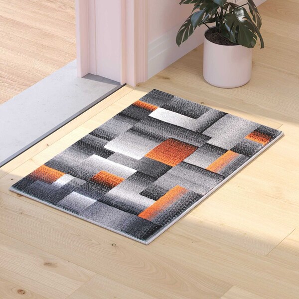 Flash Furniture Orange 2' x 3' Modern Color Blocked Area Rug ACD-RGTRZ861-23-OR-GG - main